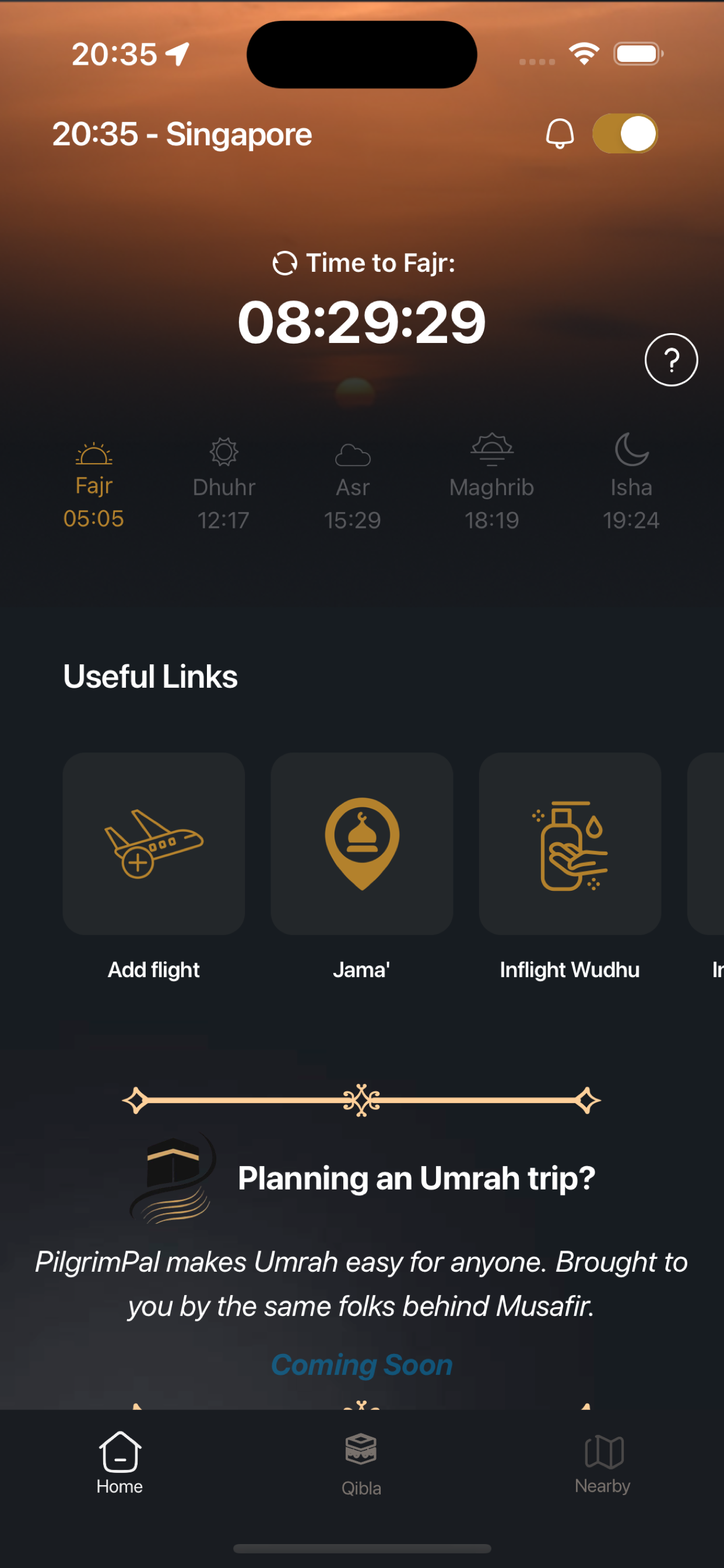 Musafir Home Screen